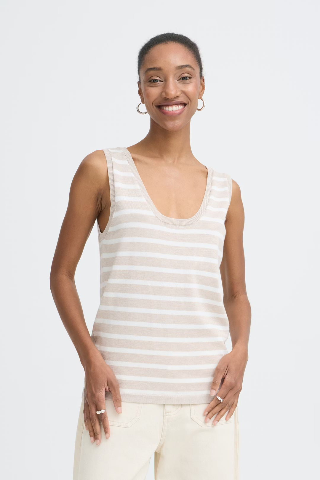 IHLULS TOP "SMALL OATMEAL WHITE STRIPE"