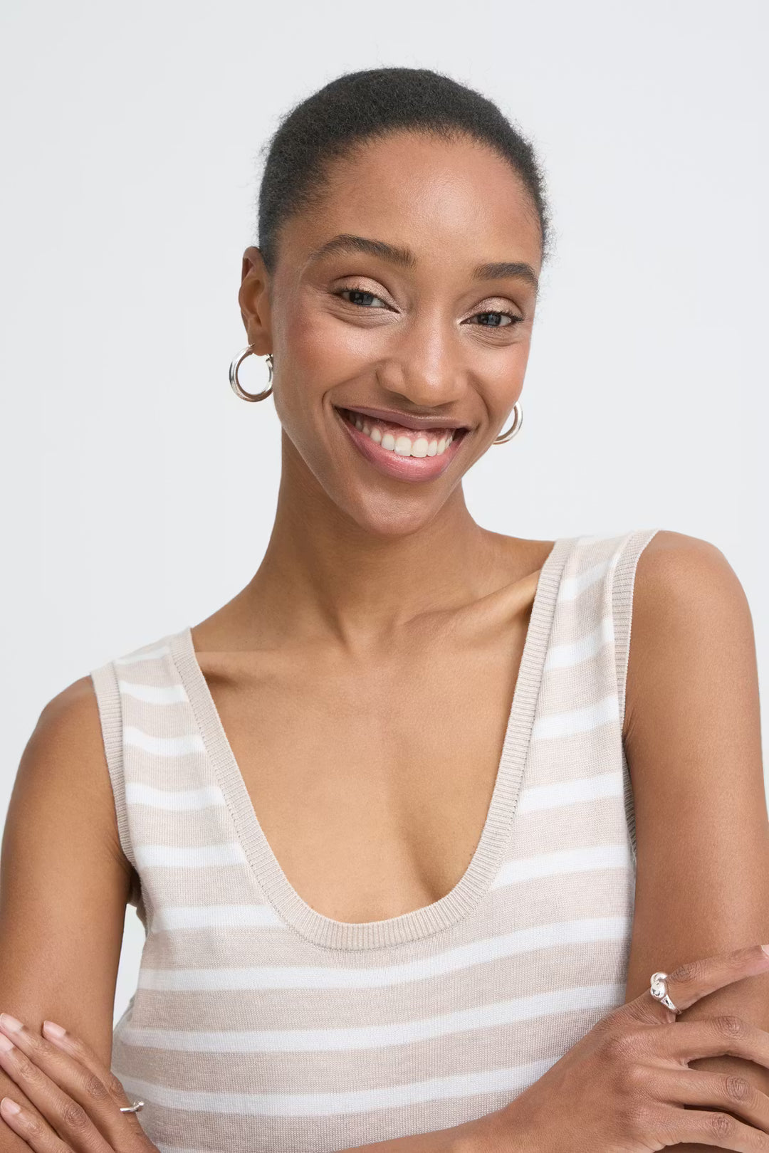 IHLULS TOP "SMALL OATMEAL WHITE STRIPE"