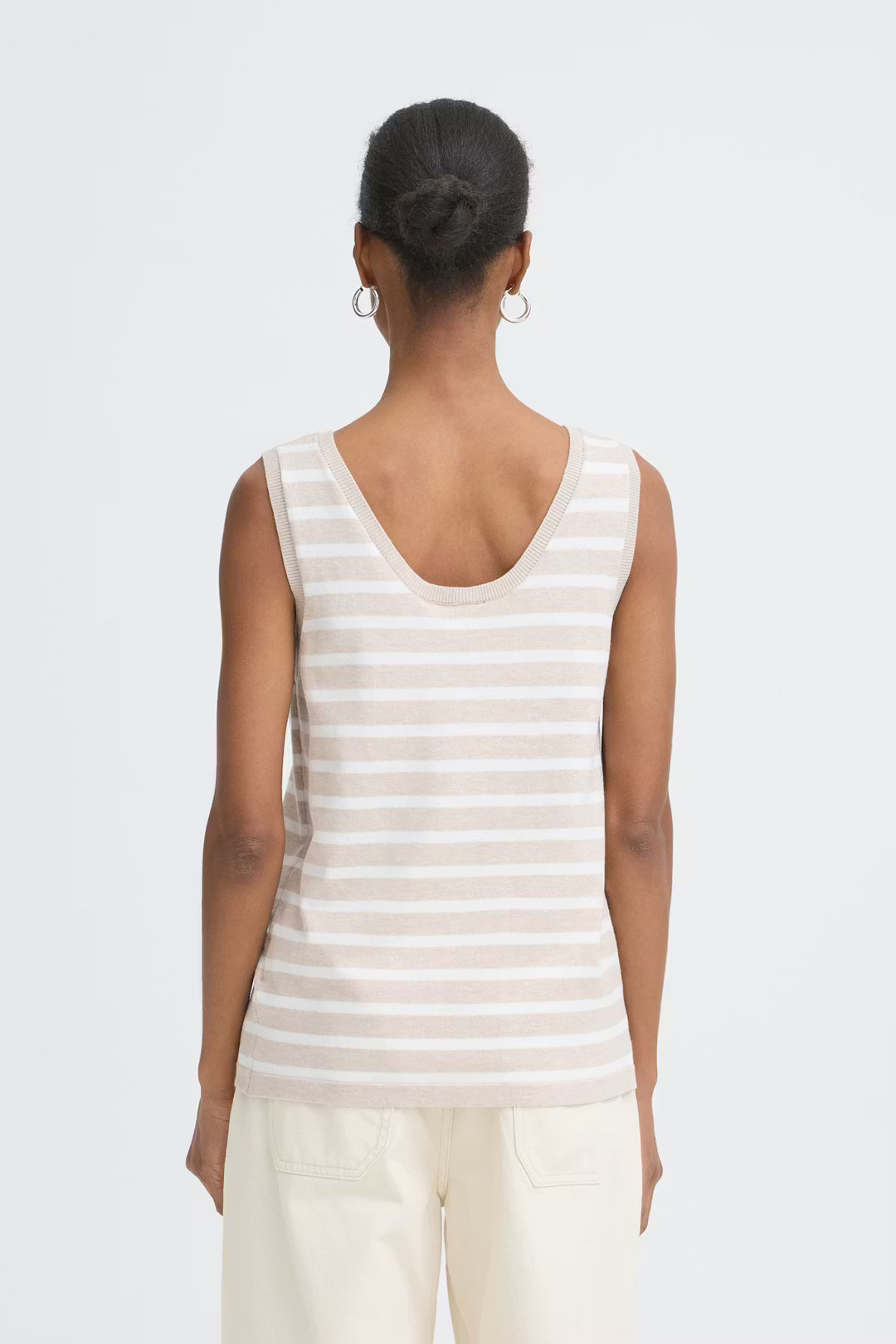 IHLULS TOP "SMALL OATMEAL WHITE STRIPE"