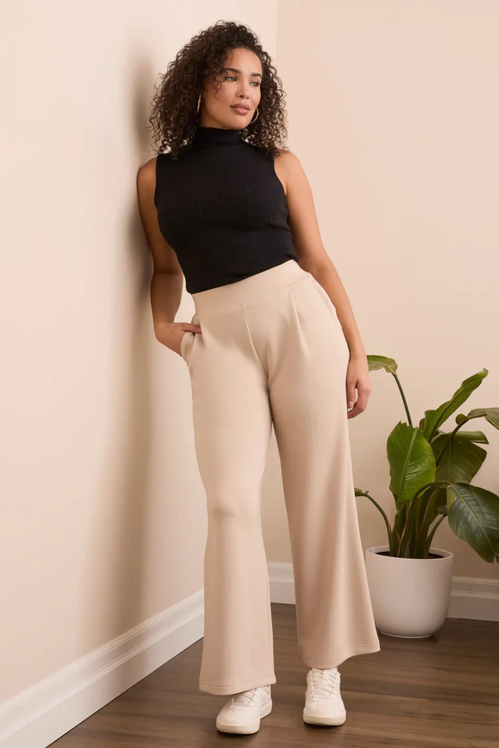 TECHNO LUX WIDE LEG PULL-ON PANTS "SANDSTONE"