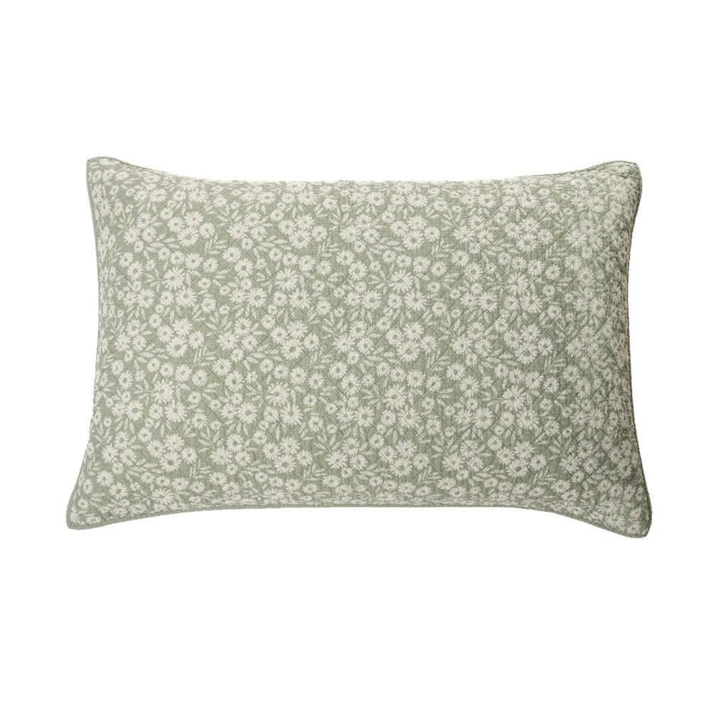 MAGGIE GREEN FLOWERED DECORATIVE PILLOW SHAM - KING 20X36