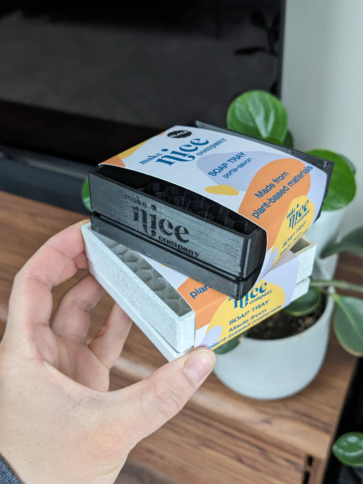 MAKE NICE COMPANY SOAP TRAY (PLANT BASE) - SPECKLED WHITE