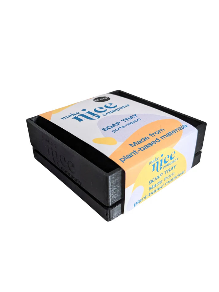 MAKE NICE COMPANY SOAP TRAY - BLACK (PLANT BASE)