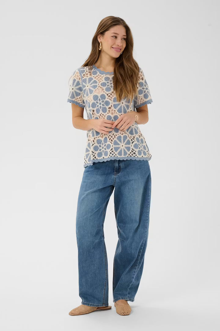 CRMALLICA CROCHET BLOUSE "STONEWASH FLOWER PATTERN"