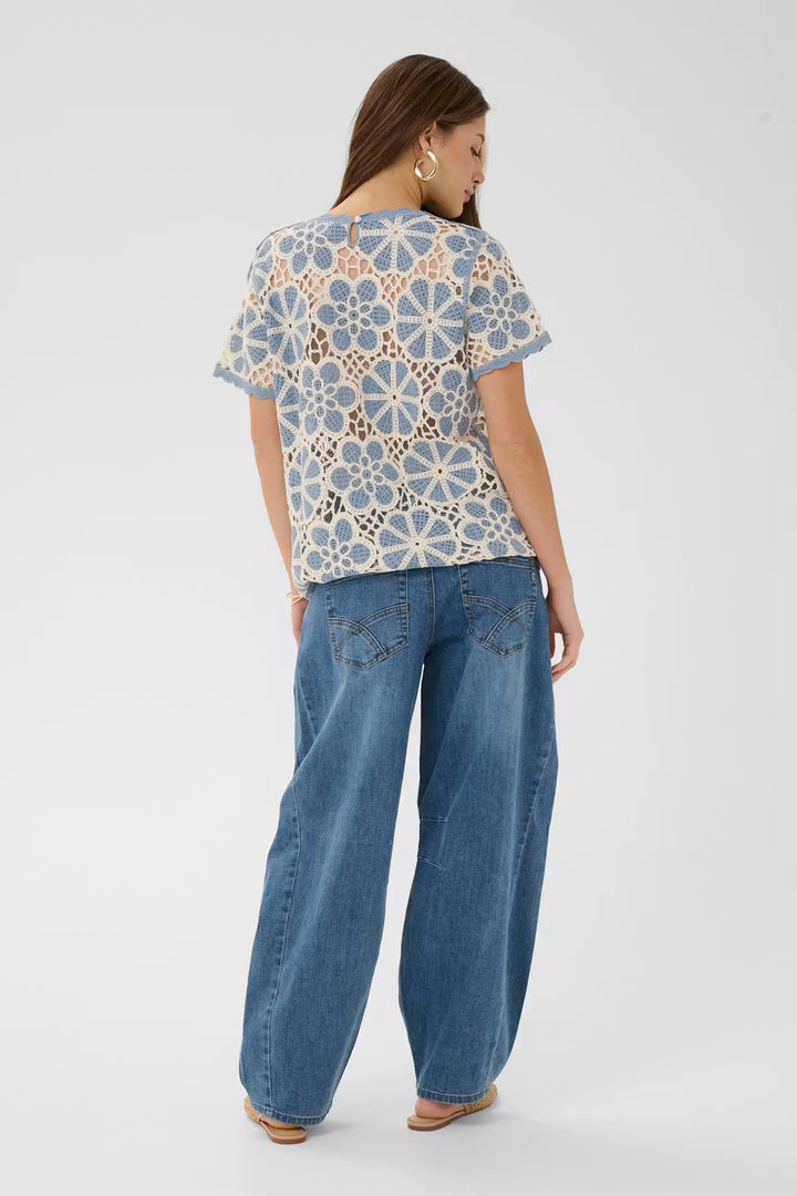 CRMALLICA CROCHET BLOUSE "STONEWASH FLOWER PATTERN"