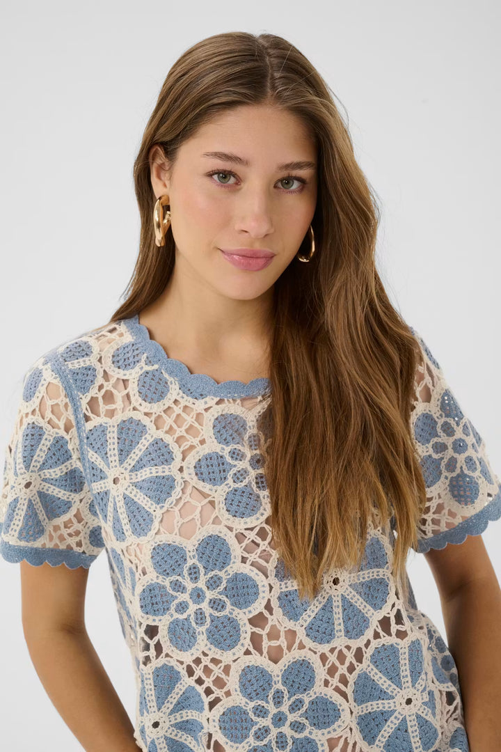 CRMALLICA CROCHET BLOUSE "STONEWASH FLOWER PATTERN"