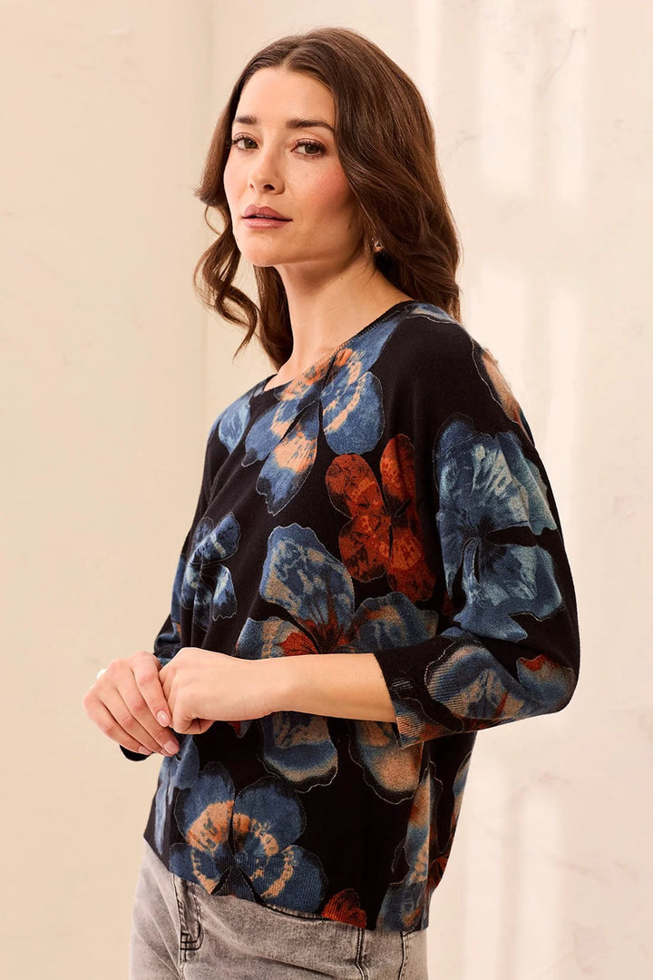 SOFT YARN THREE-QUARTER SLEEVE CREWNECK SWEATER "MAPLE"