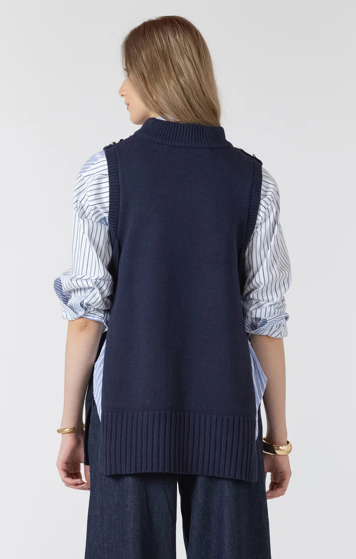 LONGLINE SWEATER VEST "MARINE"
