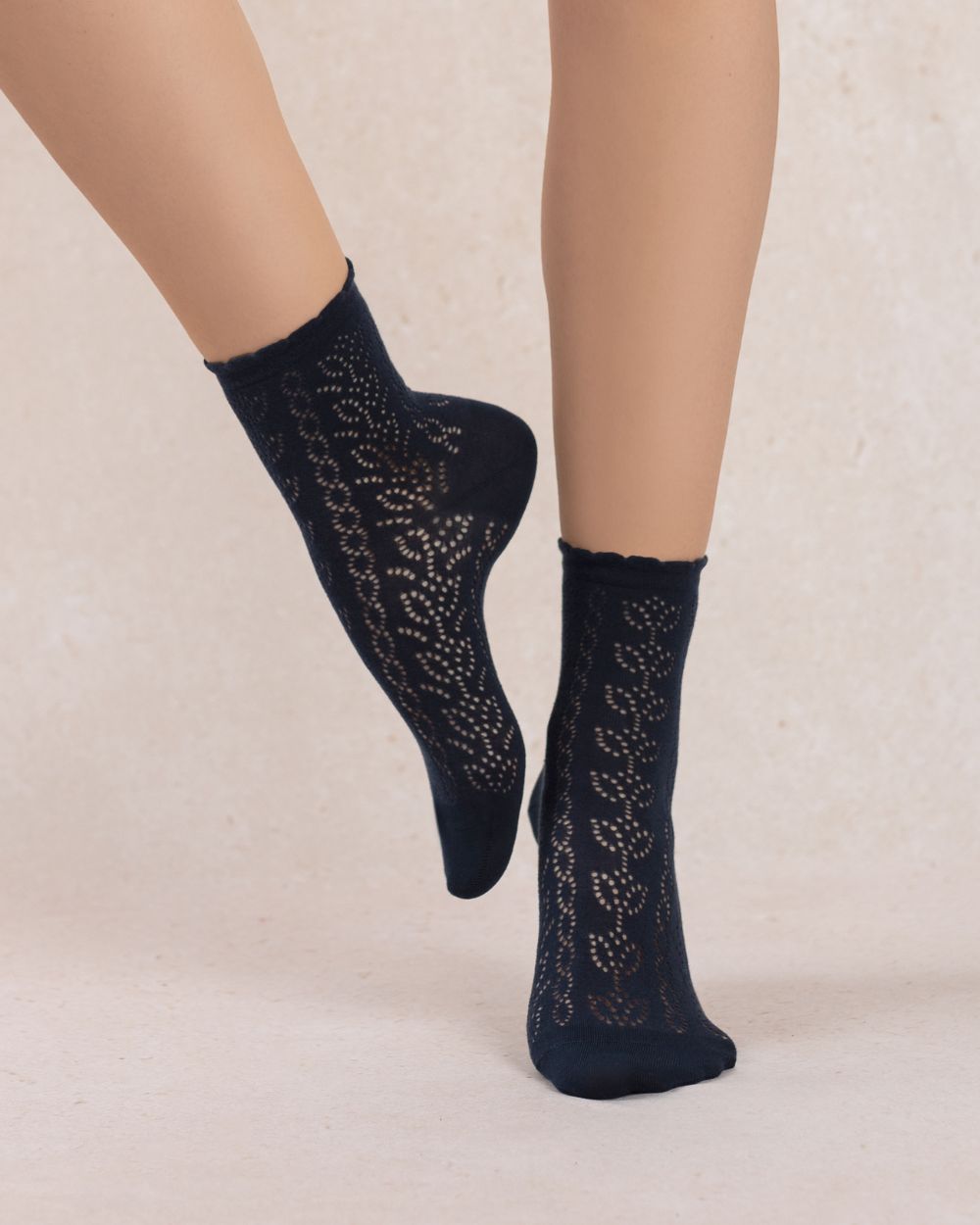 NAVY BLUE OPENWORK SHORT SOCKS "MARINE"