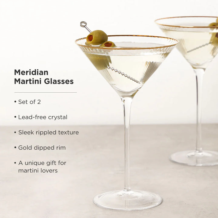MERIDIAN CRYSTAL MARTINI GLASSES, SET OF 2