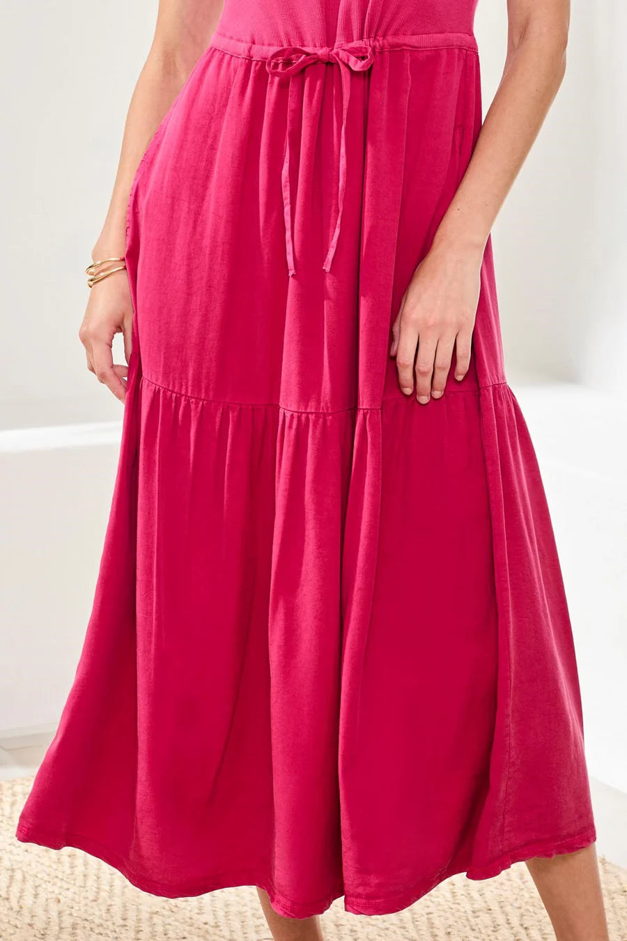 MIX MEDIA SLEEVELESS MAXI DRESS "GARDENIA"