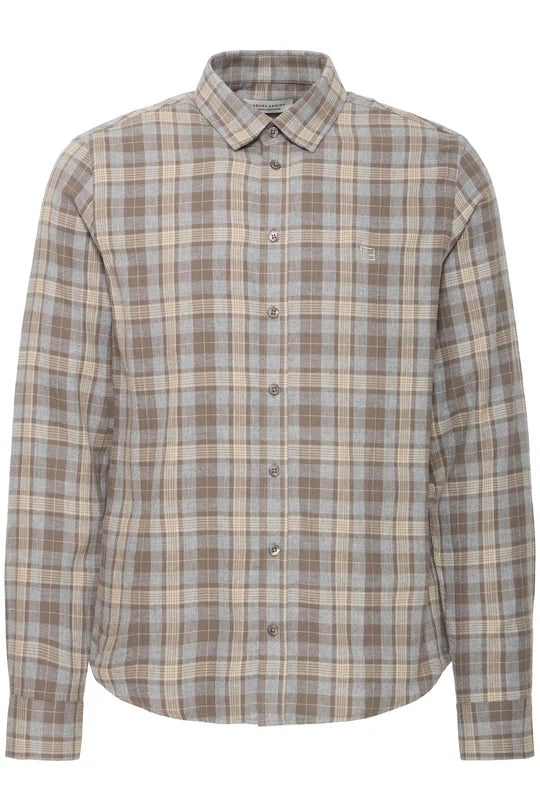 CFANTON CHECKED BRUSH SHIRT "BLACK OLIVE MELANGE"