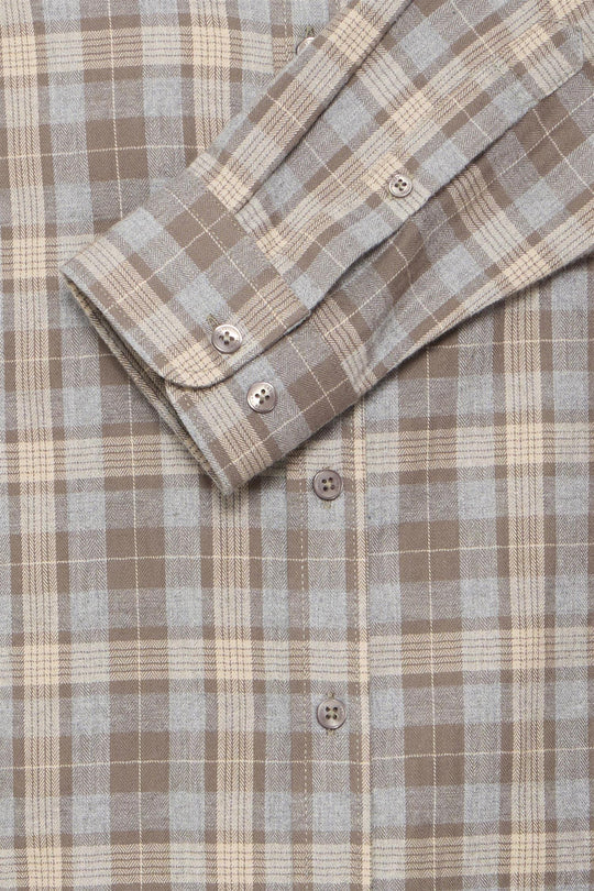 CFANTON CHECKED BRUSH SHIRT "BLACK OLIVE MELANGE"