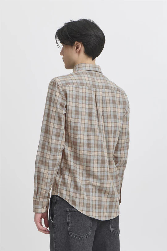 CFANTON CHECKED BRUSH SHIRT "BLACK OLIVE MELANGE"