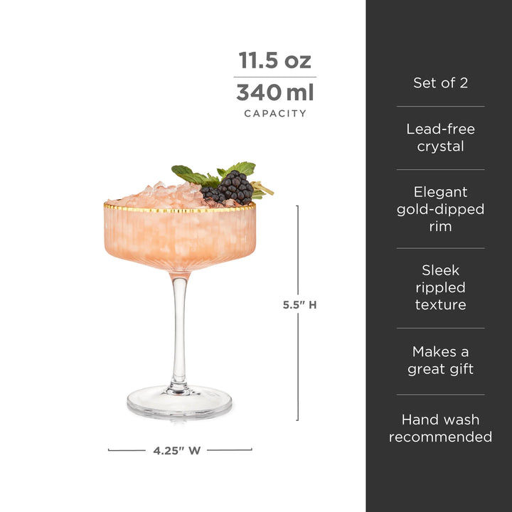 MERIDIAN CRYSTAL COUPE GLASSES, SET OF 2