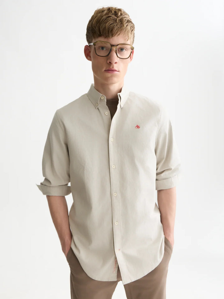 SEASONAL ESSENTIALS - SOLID OXFORD REGULAR FIT SHIRT "PURE CASHMERE"