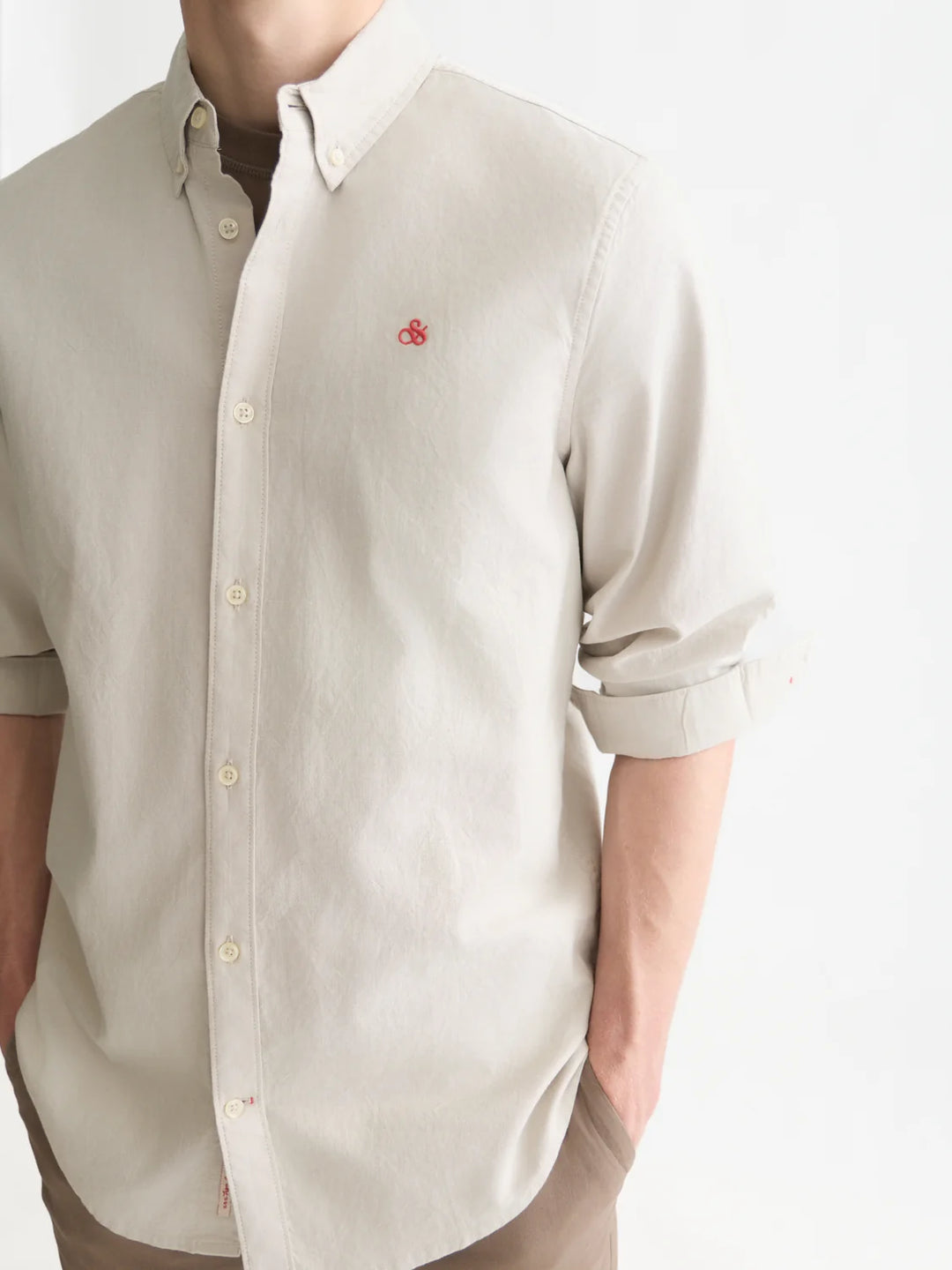 SEASONAL ESSENTIALS - SOLID OXFORD REGULAR FIT SHIRT "PURE CASHMERE"
