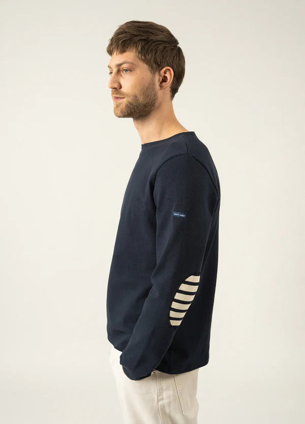 MERIDIEN ICONIC SAILOR SHIRT WITH STRIPED ELBOW PATCHES "NAVY/ECRU/NAVY"