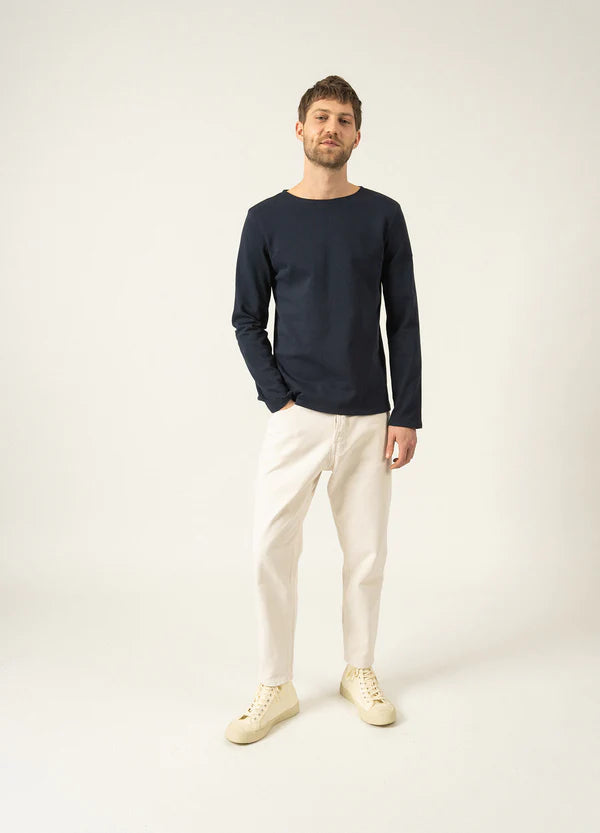 MERIDIEN ICONIC SAILOR SHIRT WITH STRIPED ELBOW PATCHES "NAVY/ECRU/NAVY"