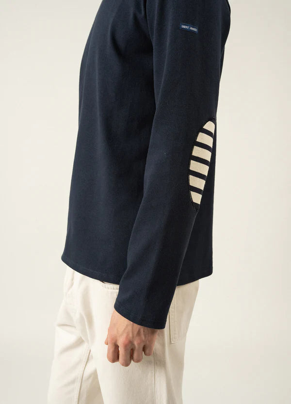 MERIDIEN ICONIC SAILOR SHIRT WITH STRIPED ELBOW PATCHES "NAVY/ECRU/NAVY"