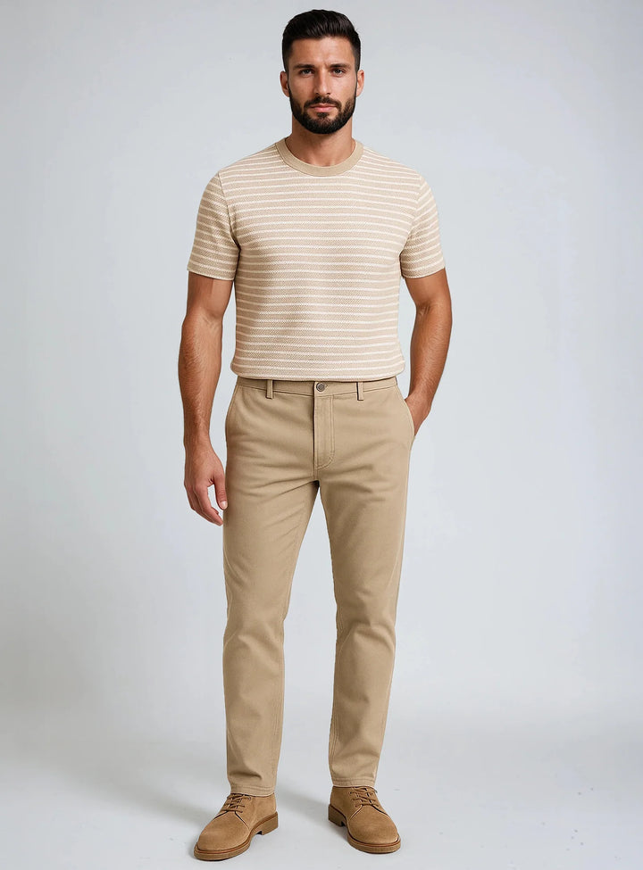 MICAL - SEMI FIT STRIPED CREWNECK T-SHIRT "GRAIN"