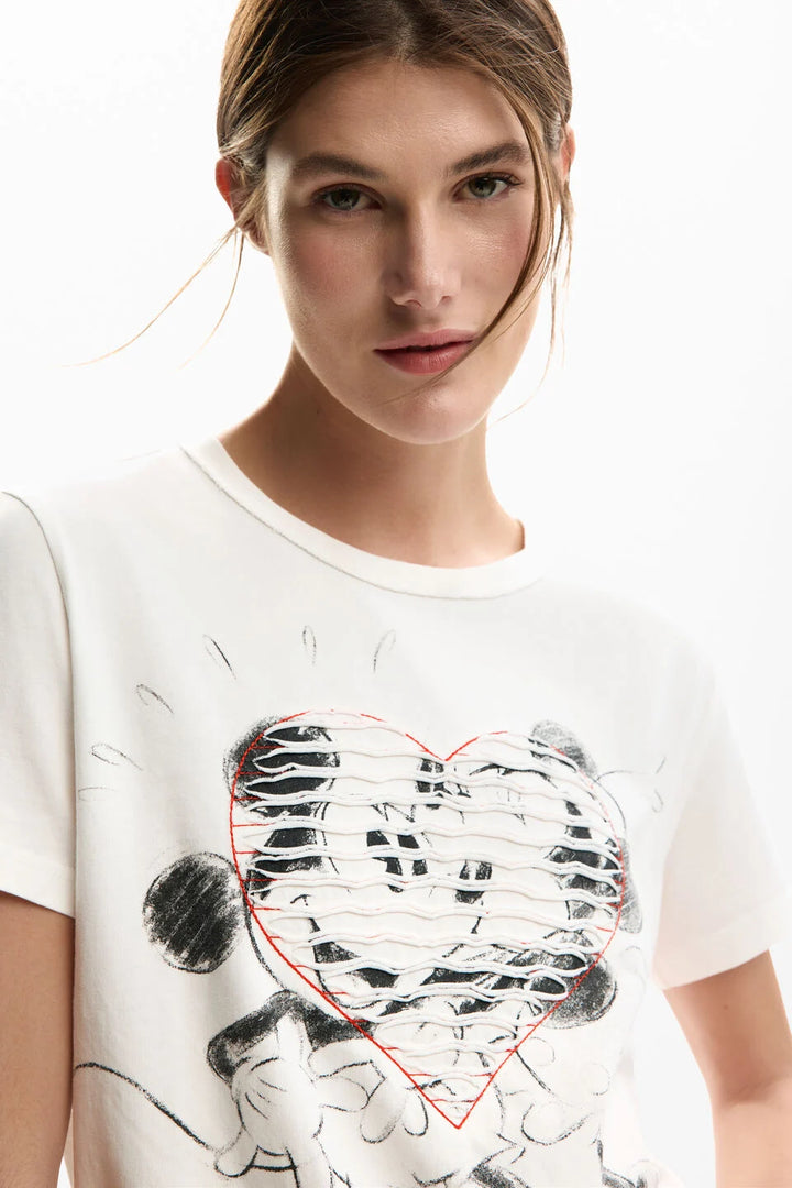 MICKEY AND MINNIE MOUSE HEART T-SHIRT "WHITE"