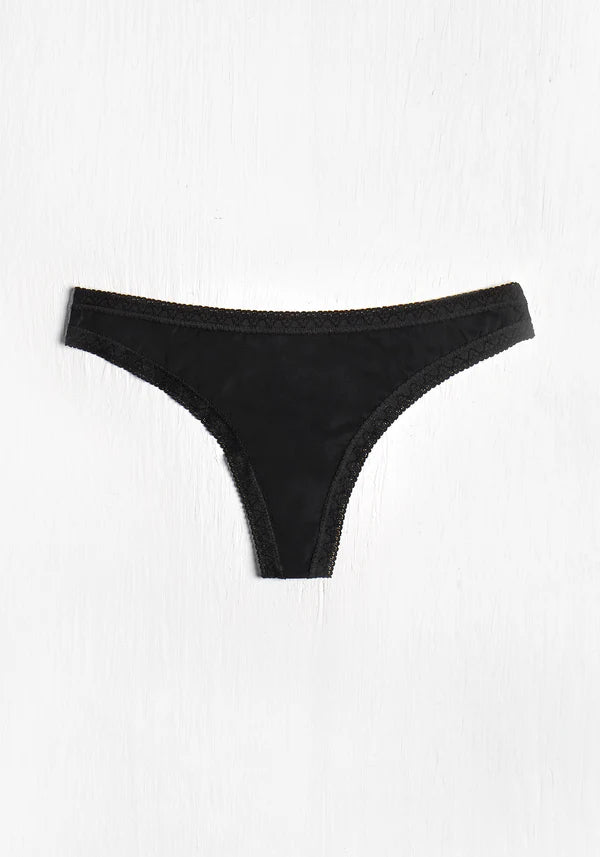 THE MICRO - LACE TRIM THONG "BLACK"