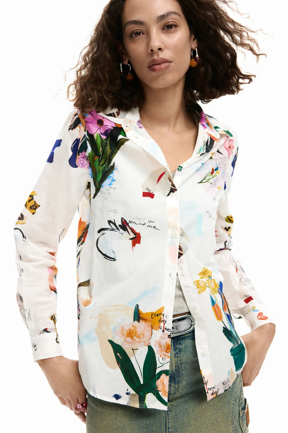 COLLAGE FLOWERS SHIRT "WHITE"