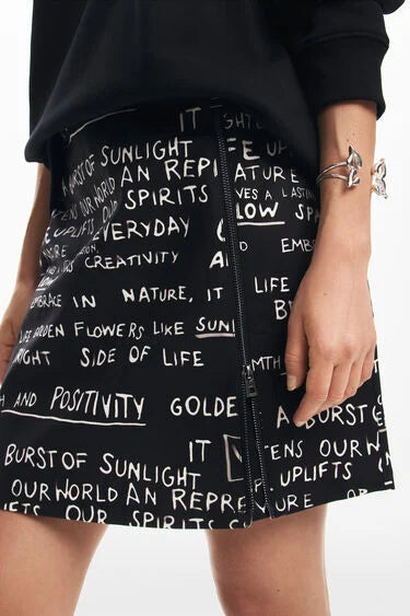 PHRASE PRINT MINISKIRT