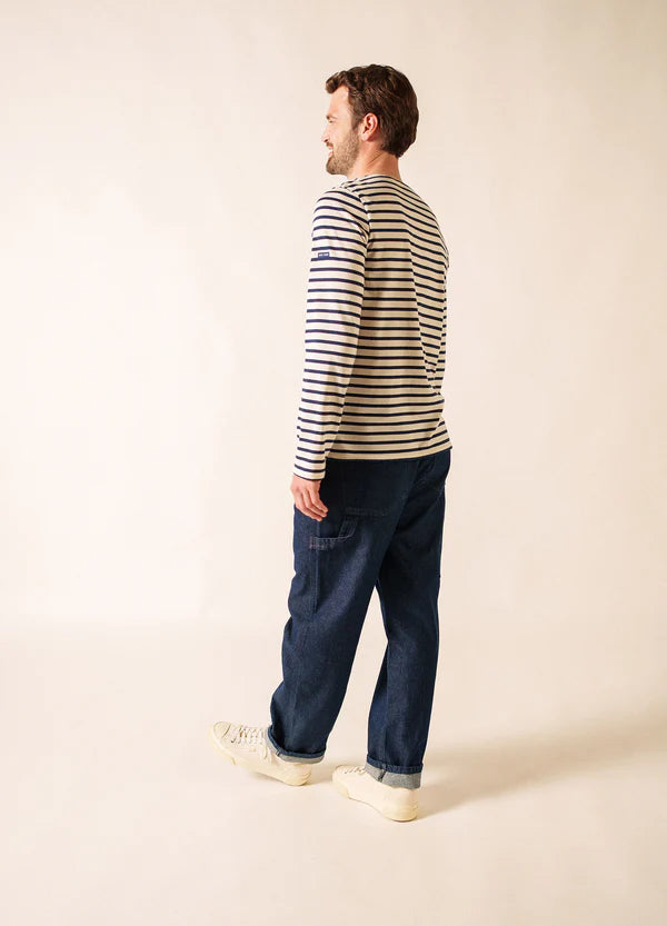 MINQUIERS MODERN STRIPED SAILOR SHIRT "ECRU/MARINE"