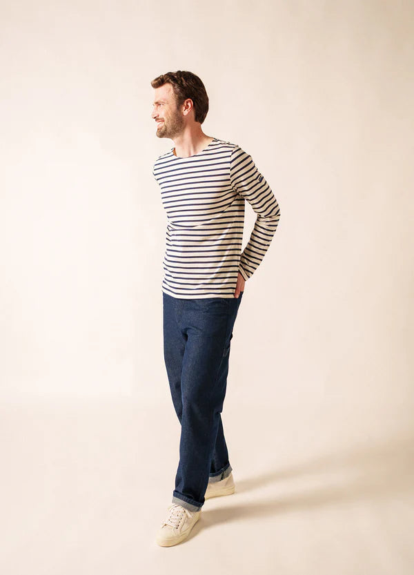 MINQUIERS MODERN STRIPED SAILOR SHIRT "ECRU/MARINE"