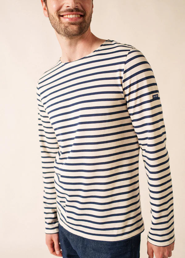 MINQUIERS MODERN STRIPED SAILOR SHIRT "ECRU/MARINE"