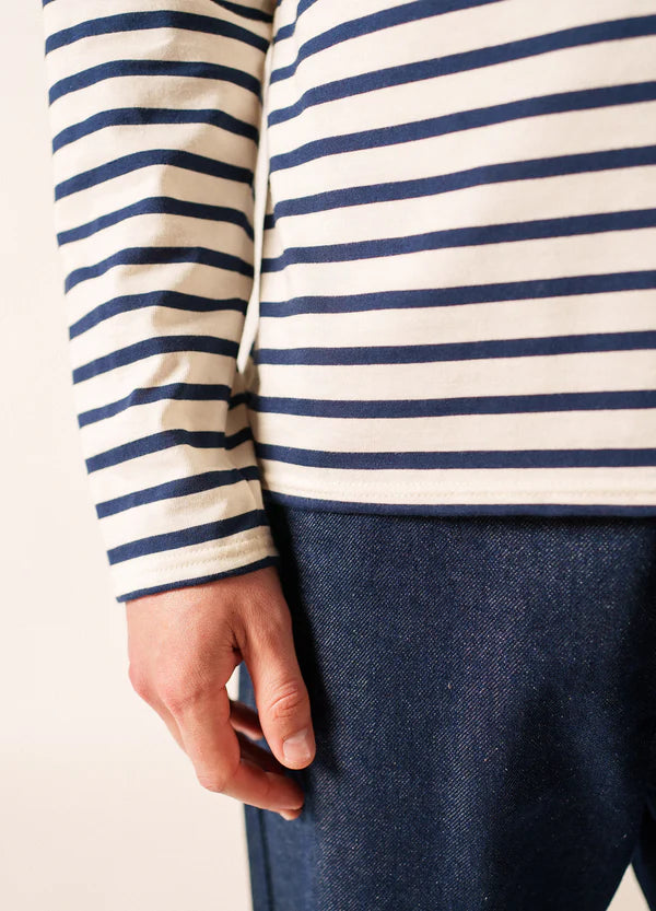 MINQUIERS MODERN STRIPED SAILOR SHIRT "ECRU/MARINE"