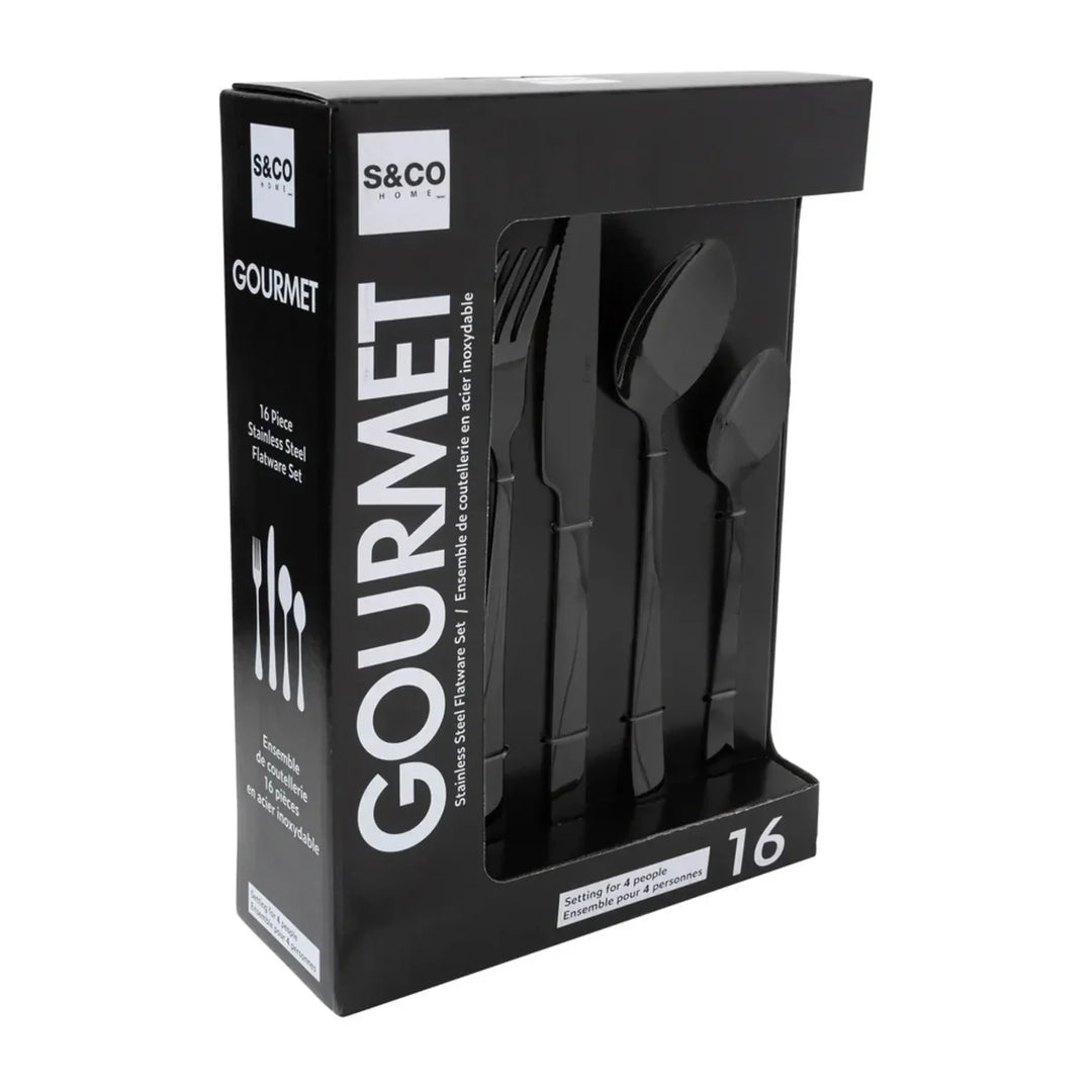 16 PIECE BLACK UTENSIL SET