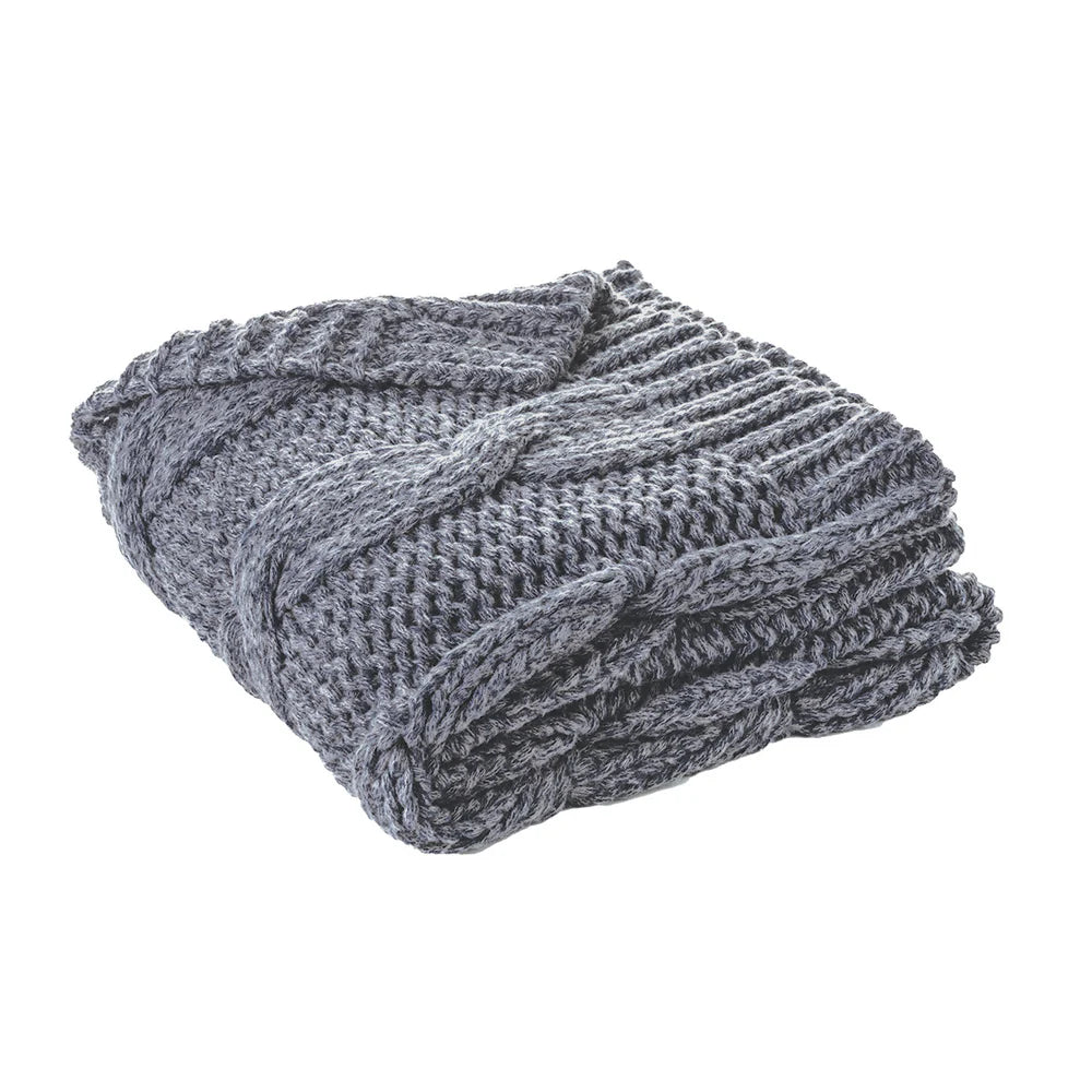 MITOS NAVY KNIT THROW 50X60