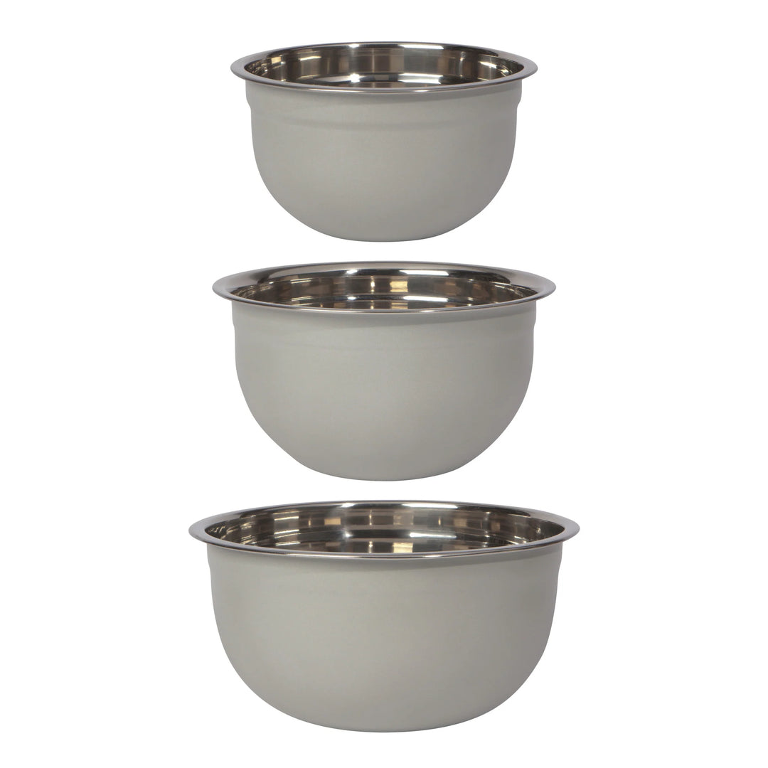 MATTE STEEL FOG GRAY MIXING BOWLS - SET OF 3
