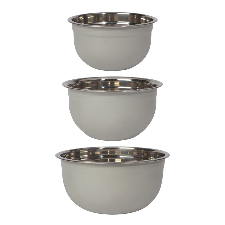 MATTE STEEL FOG GRAY MIXING BOWLS - SET OF 3