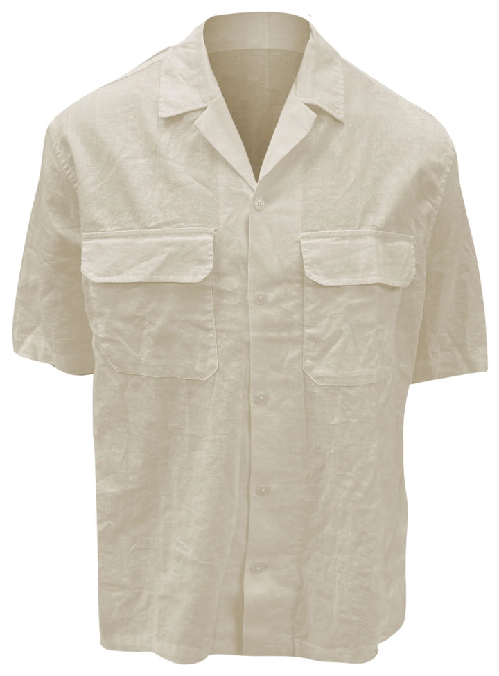 MORG - LINEN TUCK-OUT SHORT-SLEEVE SHIRT "NATURAL"