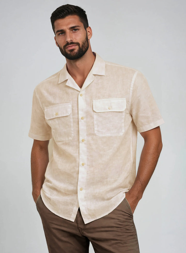 MORG - LINEN TUCK-OUT SHORT-SLEEVE SHIRT "NATURAL"