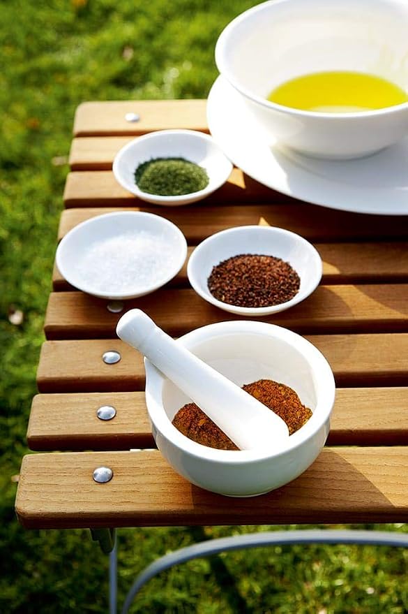 WHITE BASICS MORTAR &amp; PESTLE 12CM