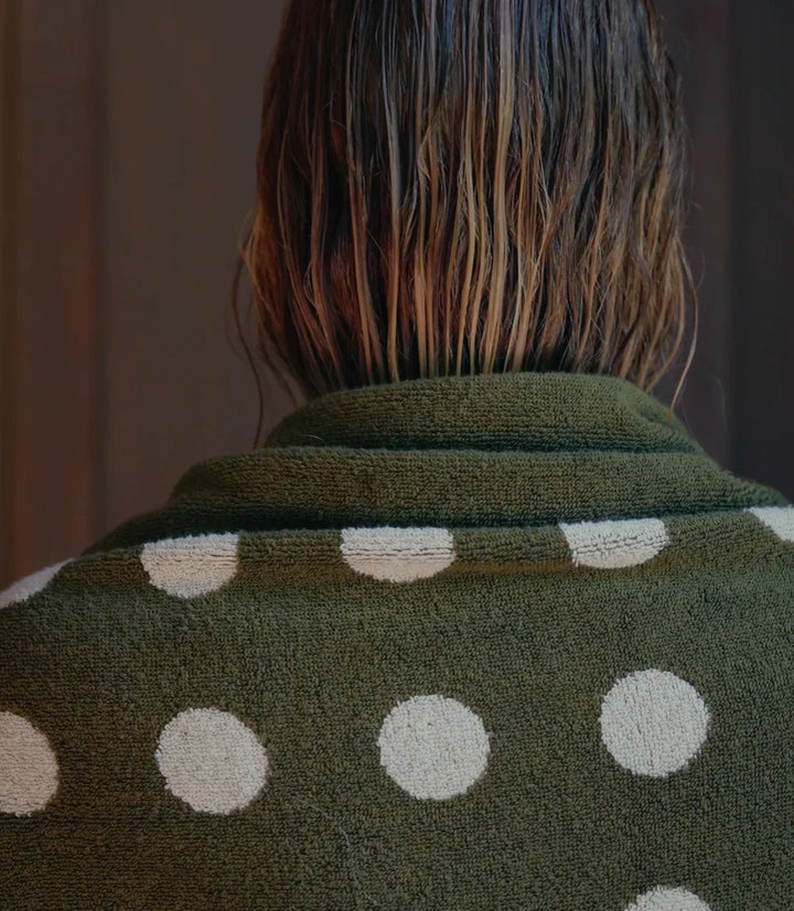 CLASSIC STRETCH TOWEL "POLKA DOT" - MOSS GREEN/CERAMIC CLAY