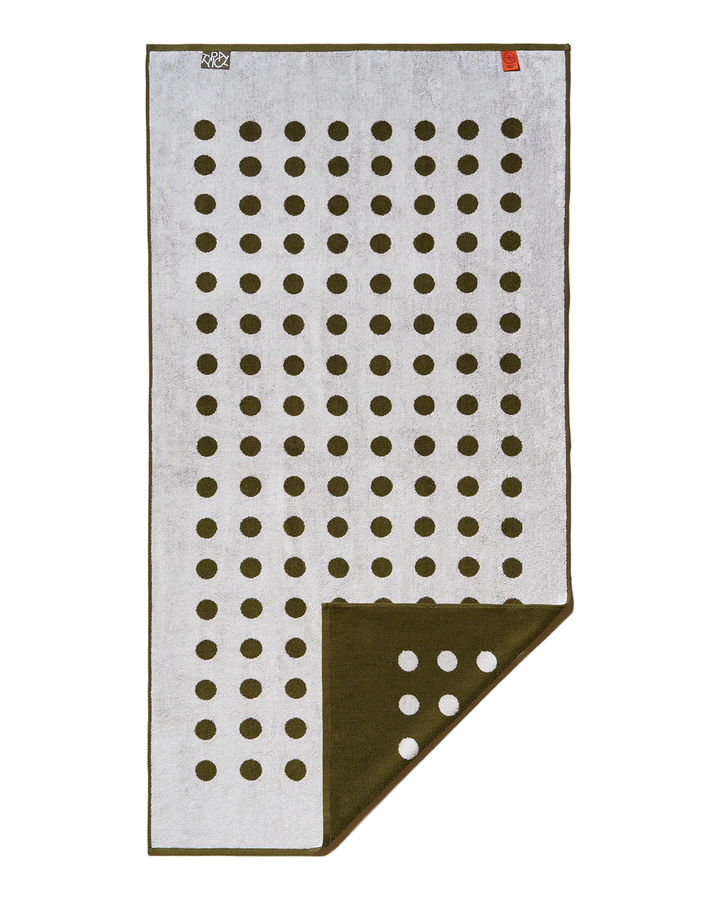 CLASSIC STRETCH TOWEL "POLKA DOT" - MOSS GREEN/CERAMIC CLAY