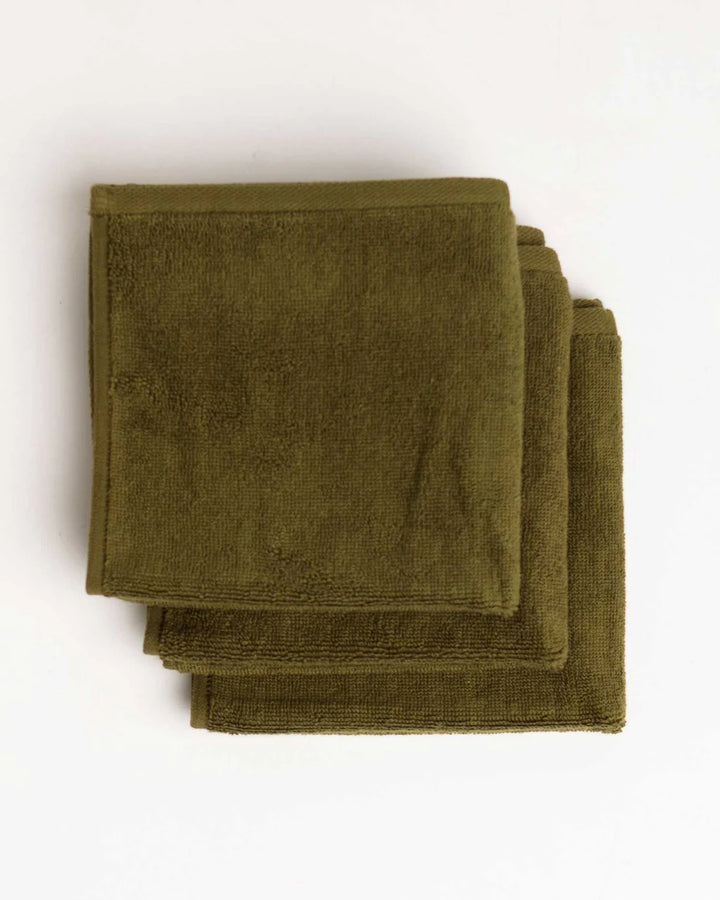 CLASSIC FACE TOWEL - MOSS GREEN (3 PACK)