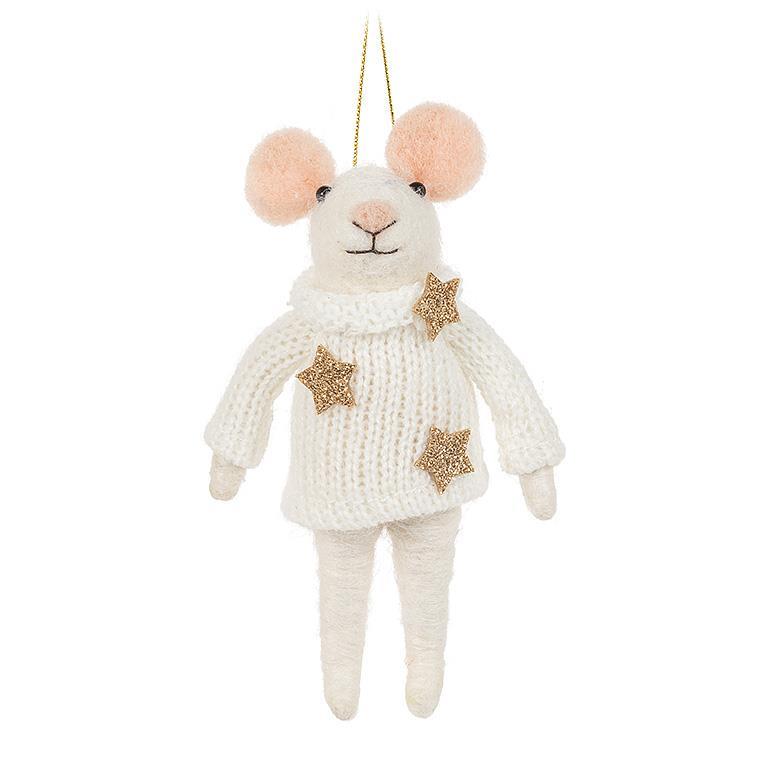 FANCY WINTER MOUSE ORNAMENT - 2 ASSORTED 5''H