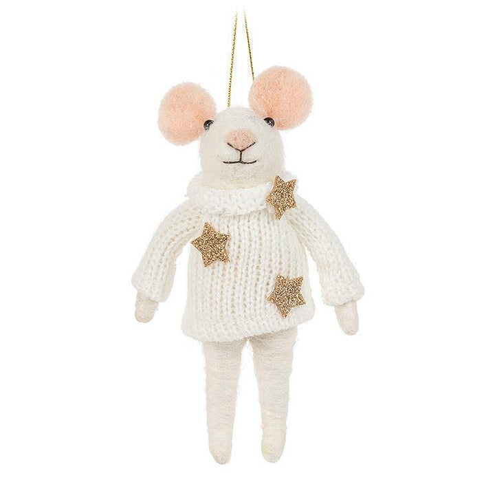 FANCY WINTER MOUSE ORNAMENT - 2 ASSORTED 5''H