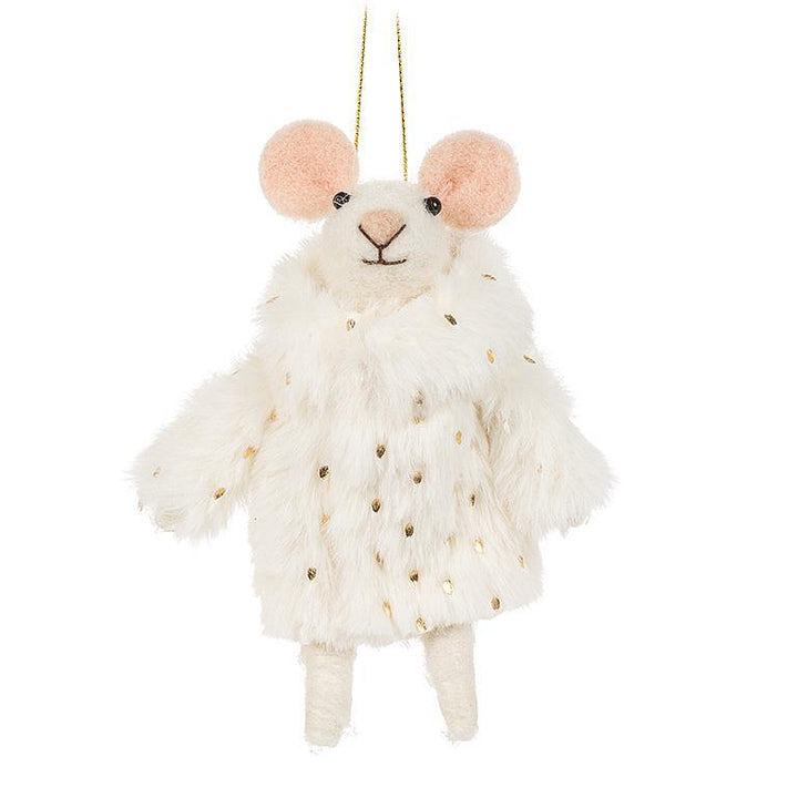 FANCY WINTER MOUSE ORNAMENT - 2 ASSORTED 5''H