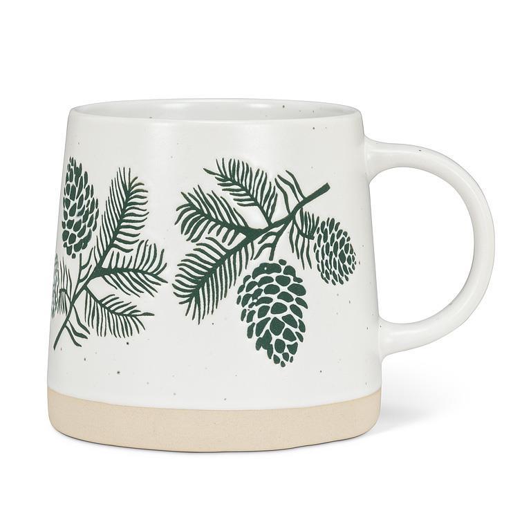 Wide Base Mug with Pinecones (3.5"H 14OZ)