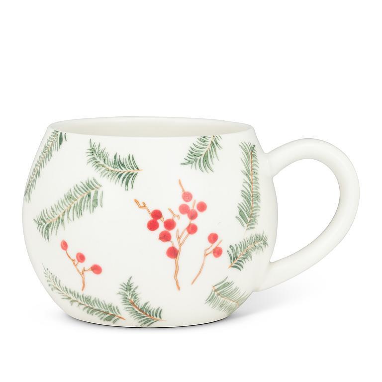 PINE & BERRIES BALL MUG - 3''H (16OZ)