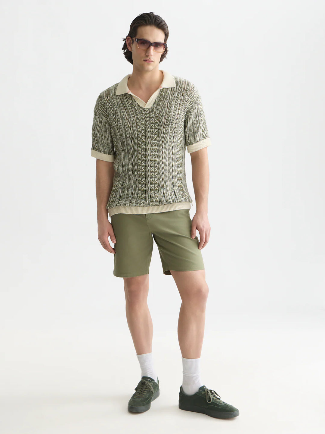 MULTI STITCH EXTRA DROPPED SHOULDER EGGNOG MELANGE