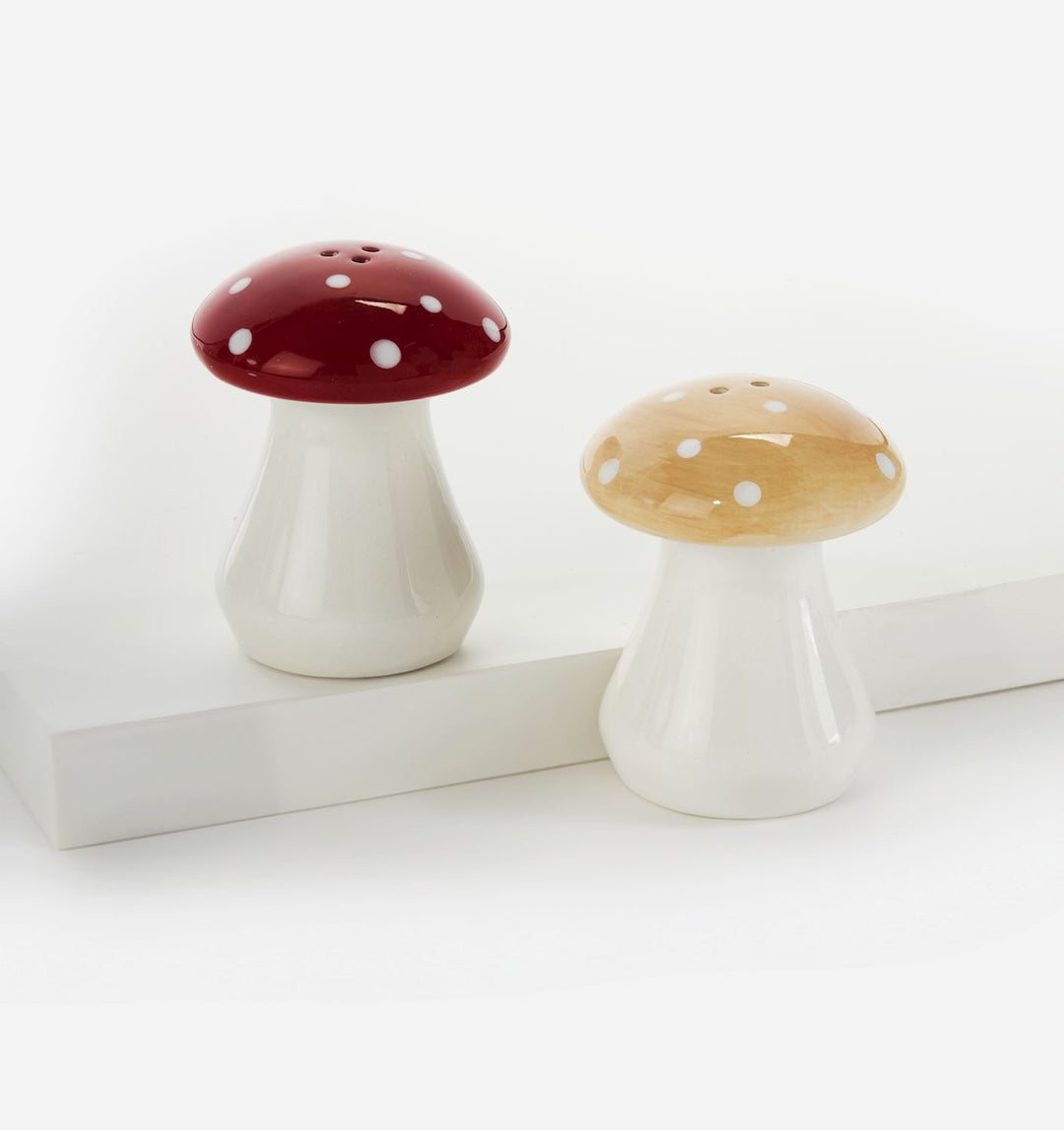 CERAMIC MUSHROOM SALT &amp; PEPPER SHAKER SET